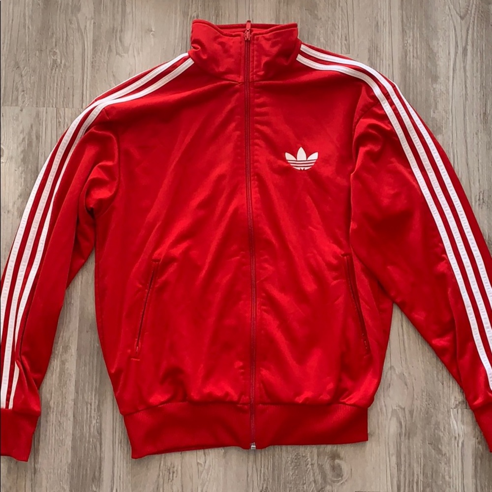 Red Adidas Zip Up Sweater
